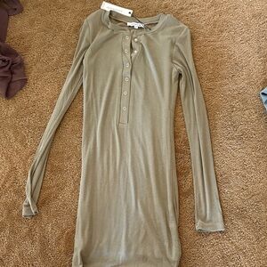 Olivaceous Sage Button-Up Dress